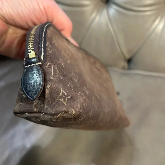 Louis Vuitton Cosmetic Bag Brown Denim Mini Lin Idylle Monogram Pouch Clutch